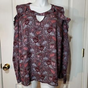 Como Blu Floral Cold Shoulders Top